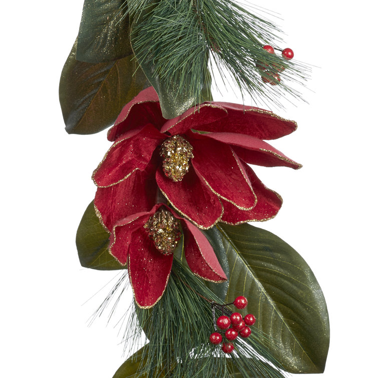 165cm Luxe Magnolia Garland - Red main image 0